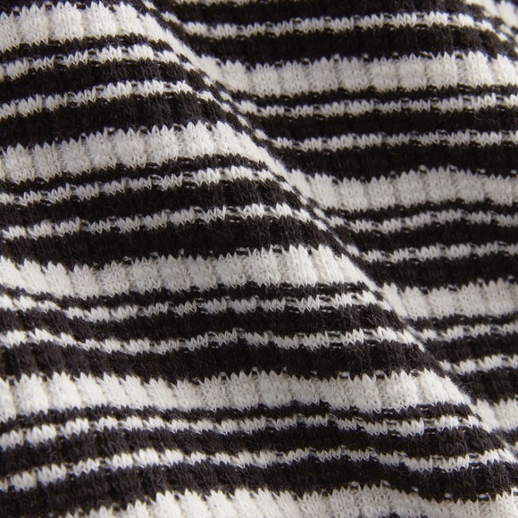 Everlane Black and White Striped Midi Dress - “Rib-Knit Henley Dress” - Picture 5 of 10